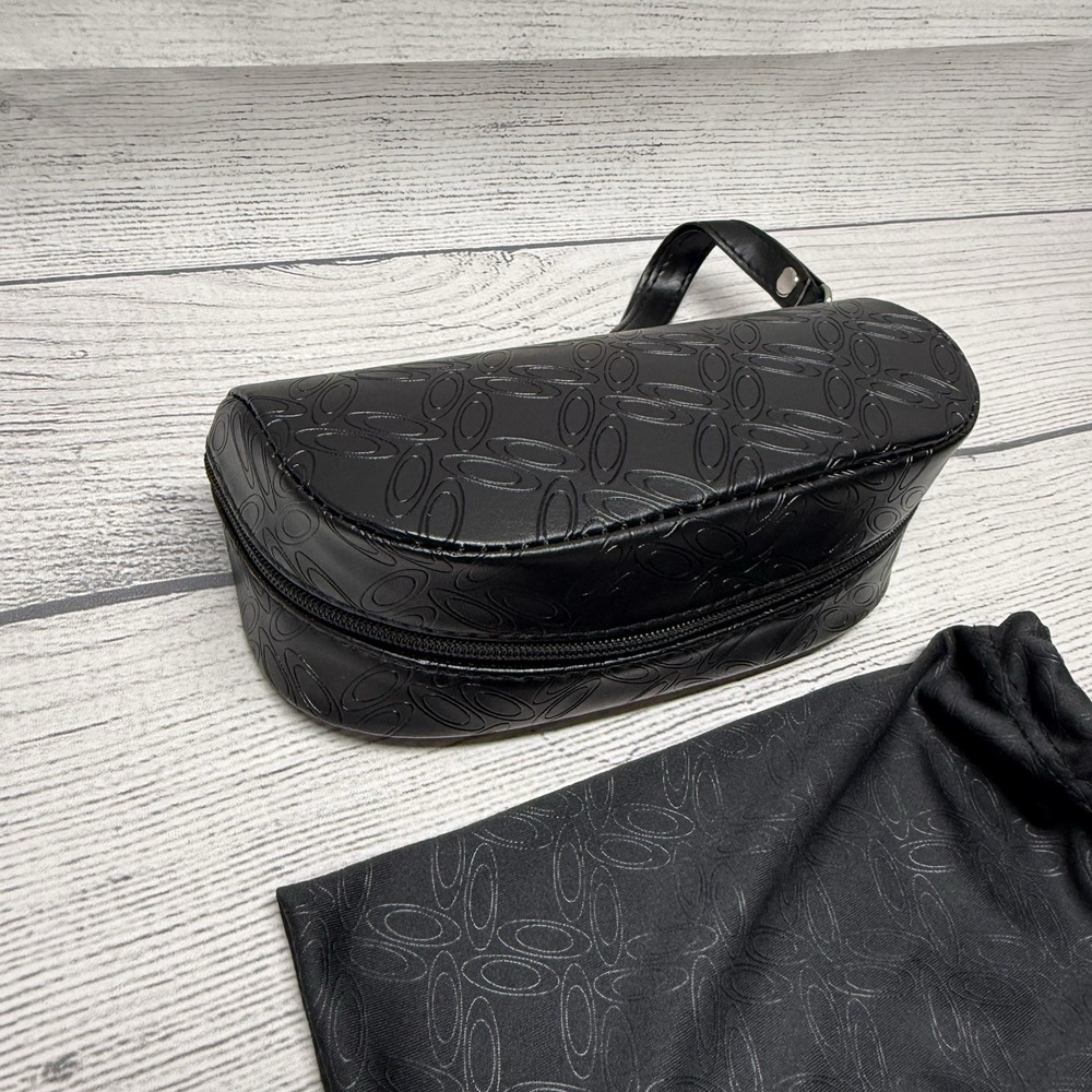Black Oakley Sunglasses Case Faux Leather W/ Wrist Loop & Protective Pouch NEW - Picture 2 of 7